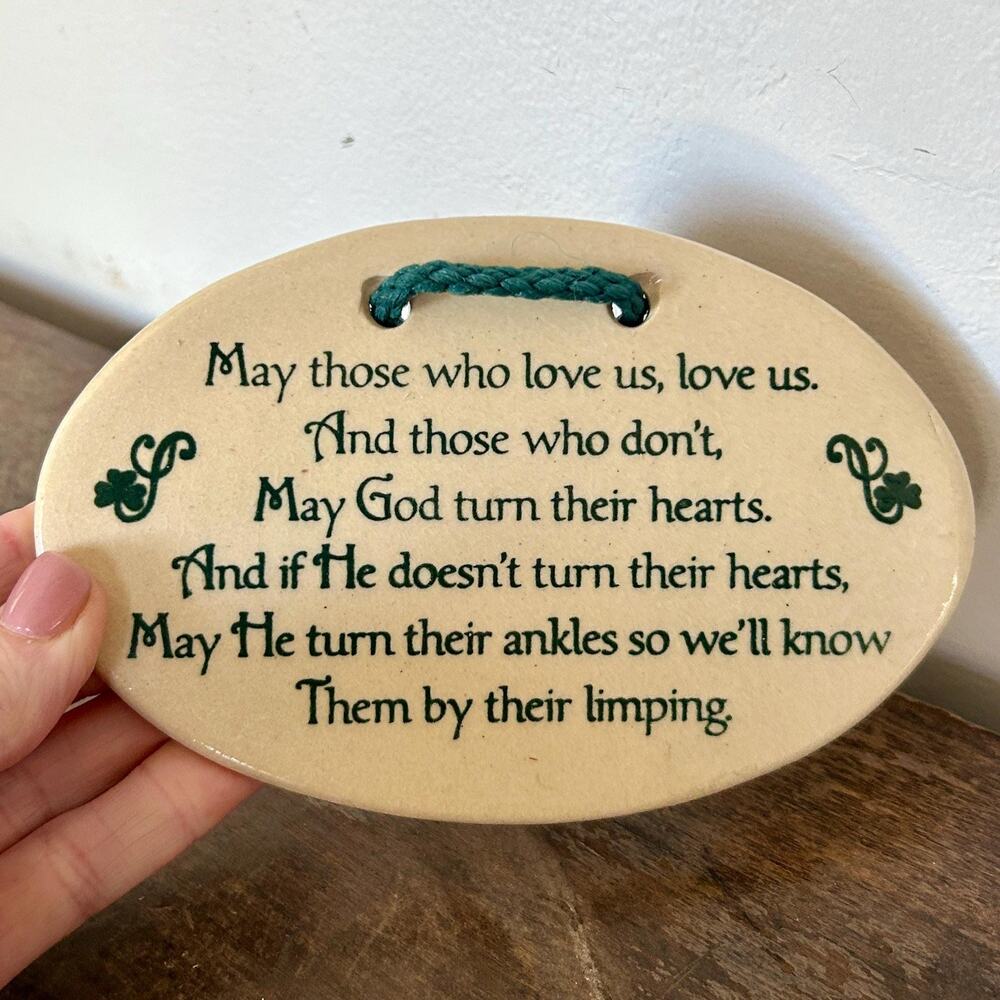 Vintage Irish Blessing Ceramic Plaque – Handmade Mountaine Meadows Pottery Gift